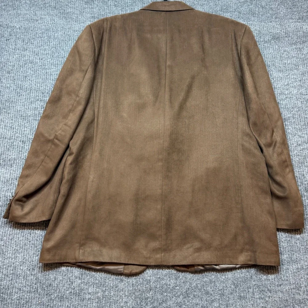 Andrew Fezza‎ Faux Suede Sport Coat Blazer Mens 48L Brown Three Button Jacket